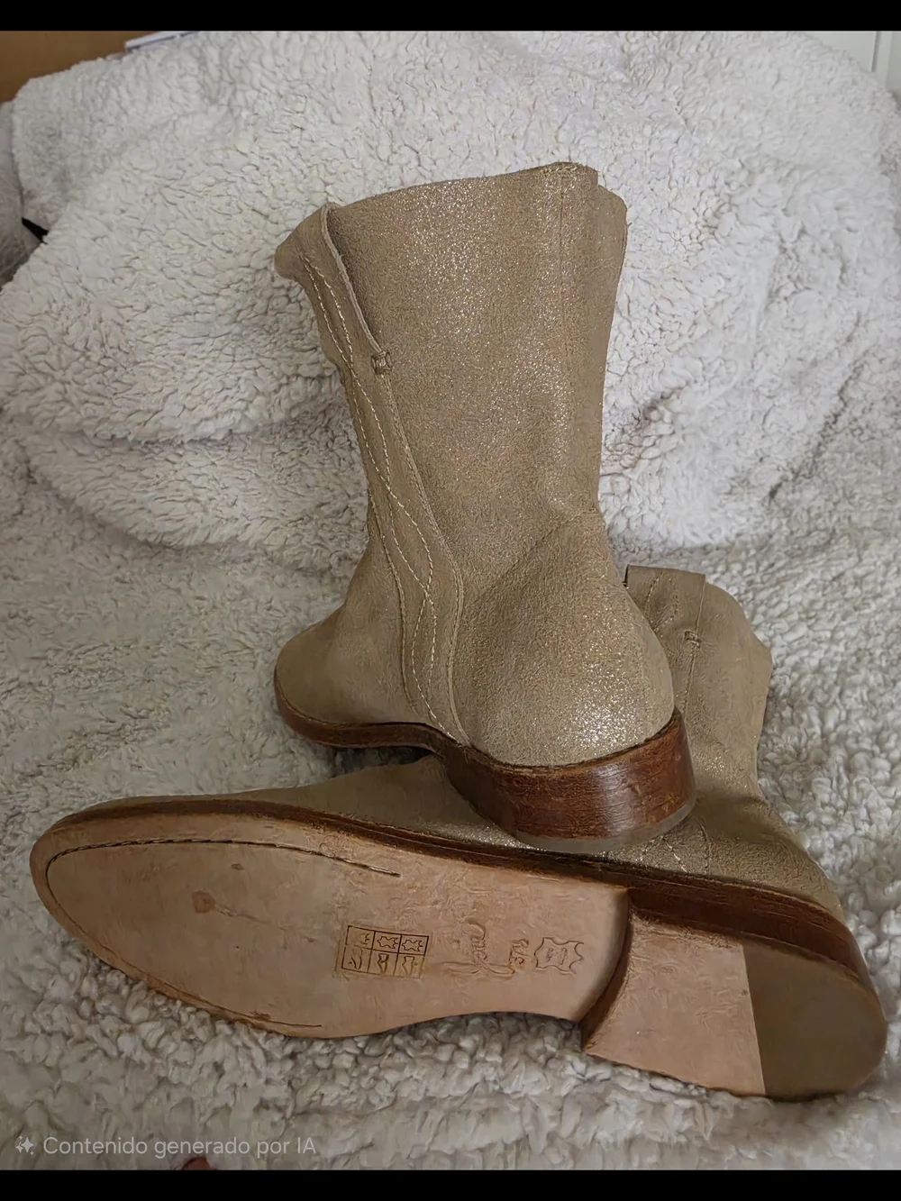Women's Beige Suede Ankle Booties with Pull Tab